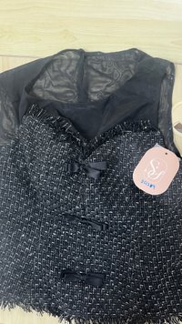 DEFECT | Trenita Tweed Mesh Co-ord Top in Black in M