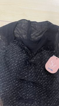 DEFECT | Trenita Tweed Mesh Co-ord Top in Black in M