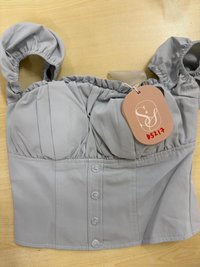 DEFECT | Sierra Sleeve Bustier Top in Light Blue in XXS