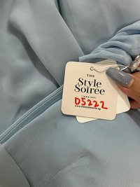 DEFECT | Madeline Mesh One Shoulder Jumpsuit in Light Blue in M