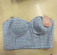 DEFECT | Henley Houndstooth Co-ord Top in Light Blue in M