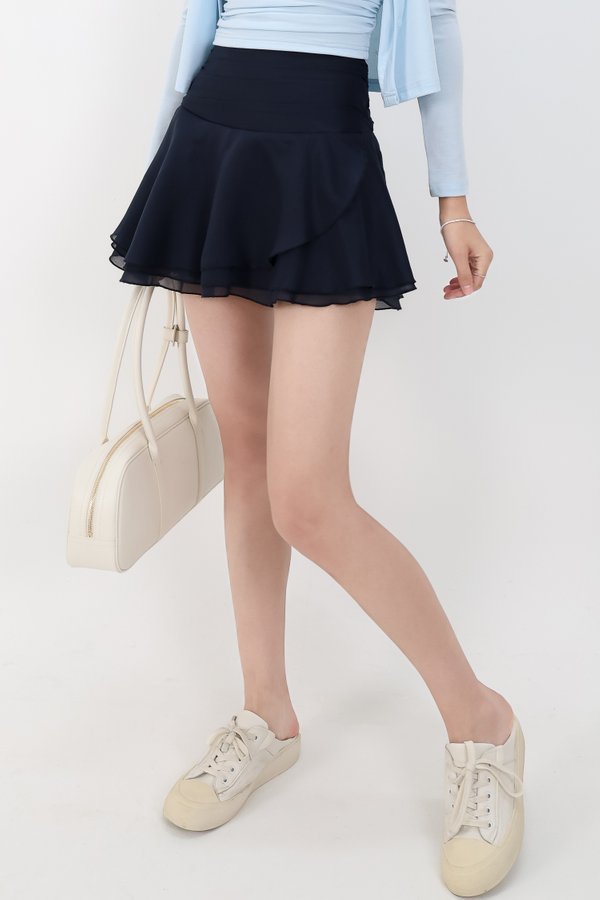 Ollie Organza Co-ord Skorts in Midnight Steel