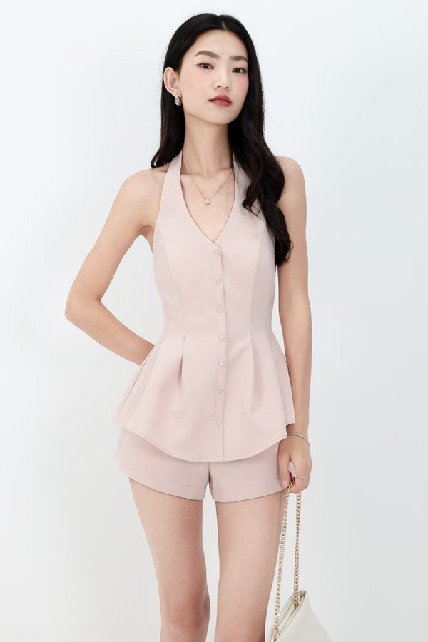 Casa Co-ord Halter Top in Nude Blush