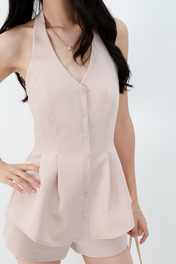 Casa Co-ord Halter Top in Nude Blush