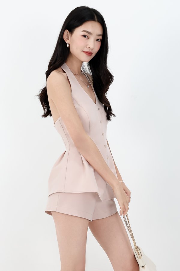 Casa Co-ord Halter Set in Nude Blush