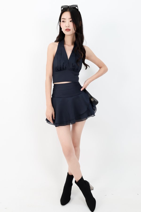 Ollie Organza Co-ord Top in Midnight Steel