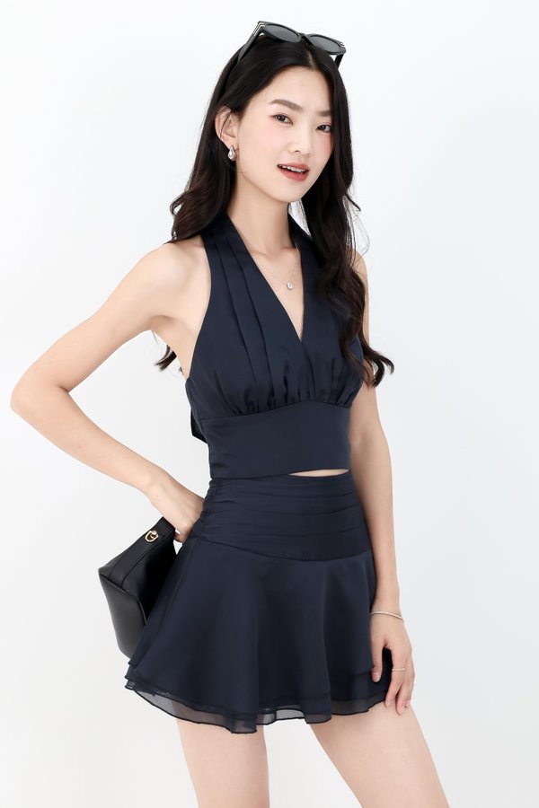 Ollie Organza Co-ord Set in Midnight Steel