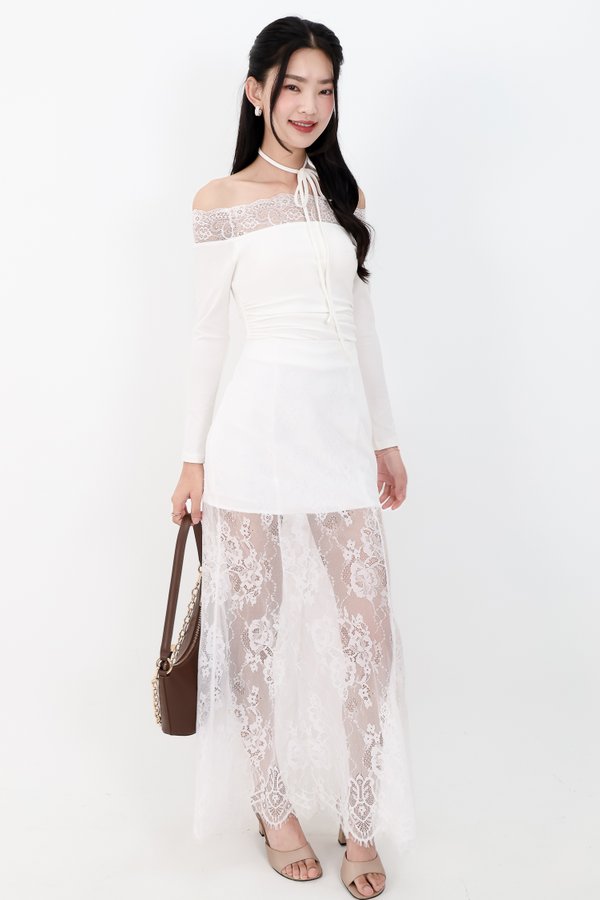Leora Lace Offshoulder Top in White