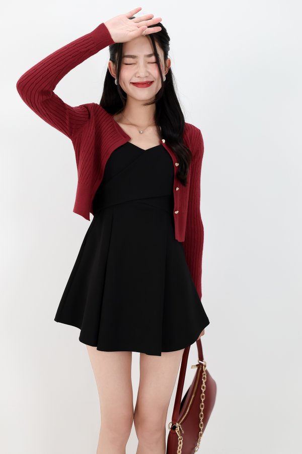 Imperfect Heart Knit Cardigan in Dark Red