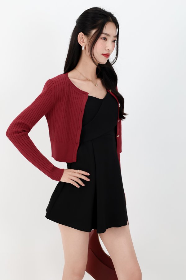 Imperfect Heart Knit Cardigan in Dark Red