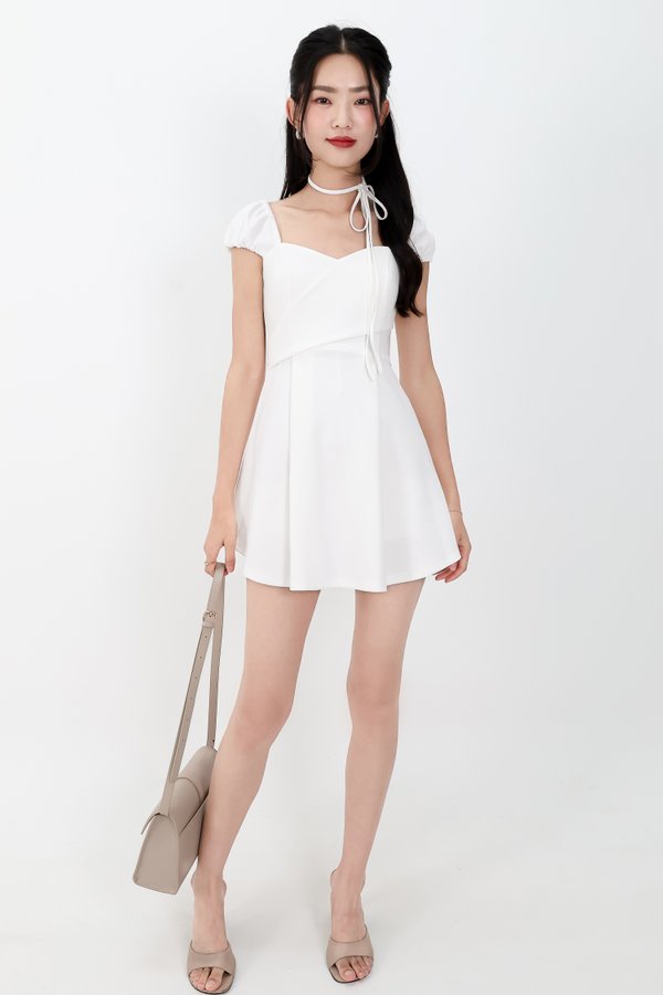 DEFECT | Shar Sweetheart Romper Dress in White in S DEFECT | Shar Sweetheart Romper Dress in White in S