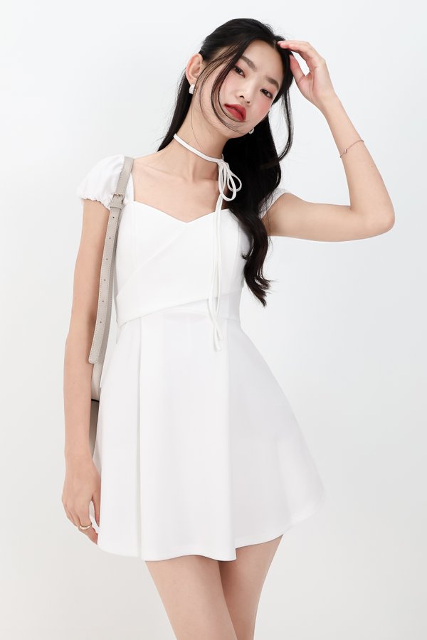 Shar Sweetheart Romper Dress in White