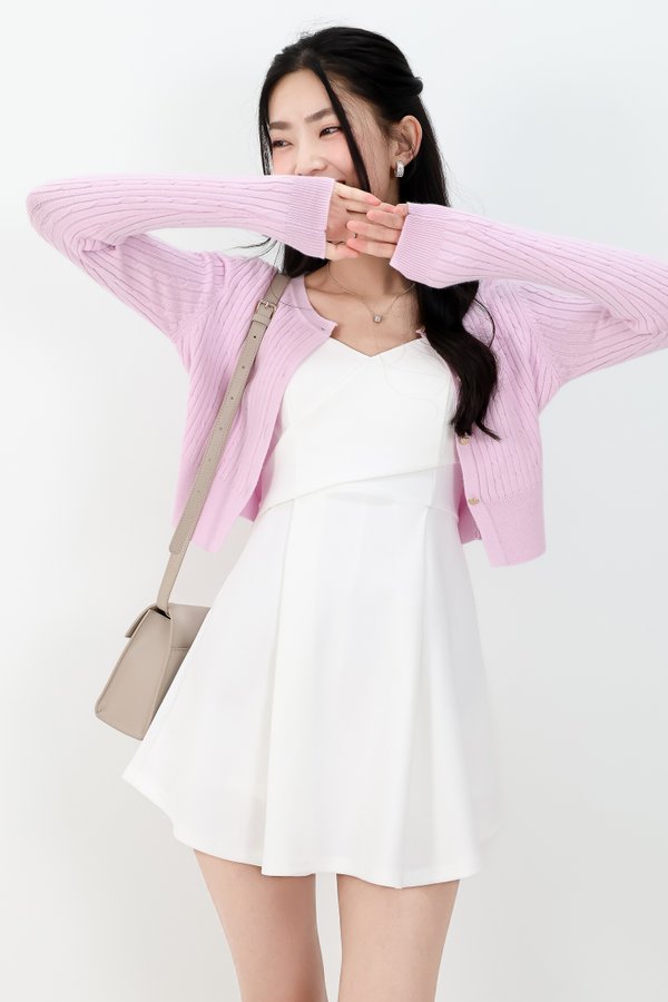 Imperfect Heart Knit Cardigan in Lilac Pink