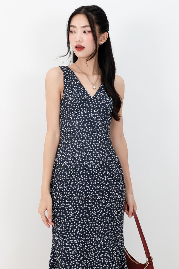Florence Floral Midaxi Dress in Navy