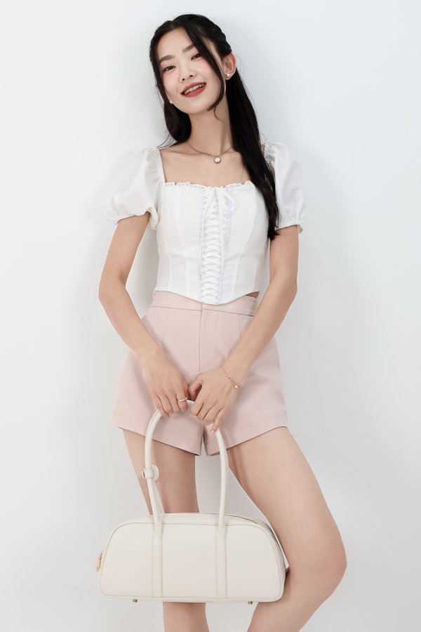 RESTOCKS | Cammie Corset Sleeved Top in White