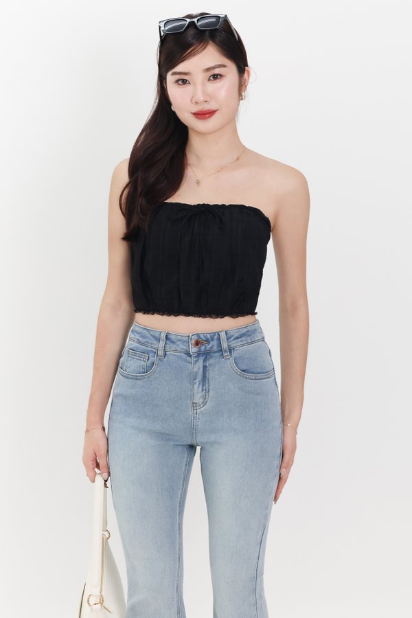 Torie Textured Two Way Top in Black