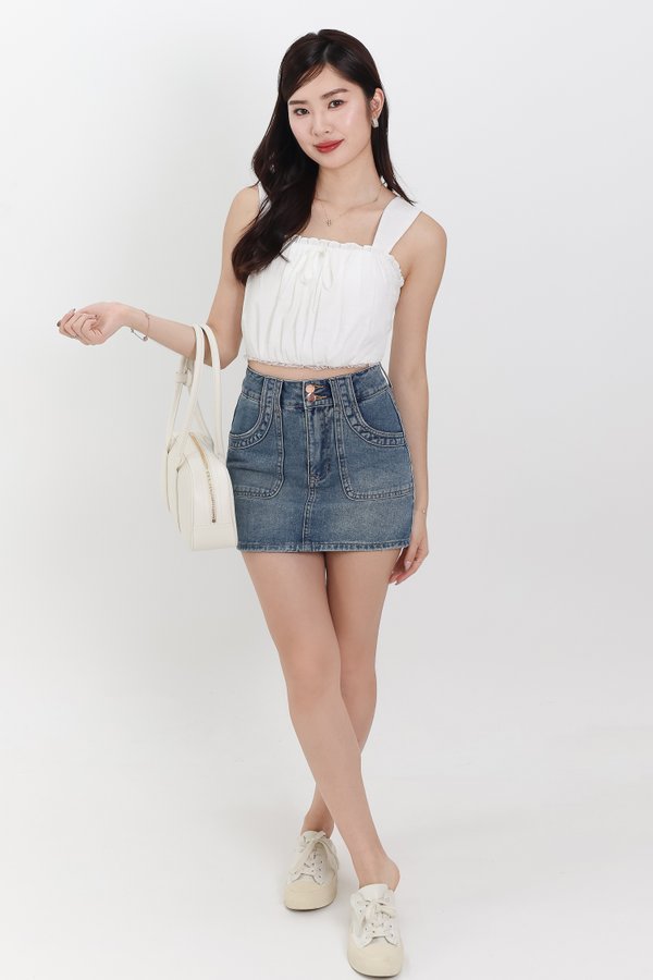 Torie Textured Two Way Top in White