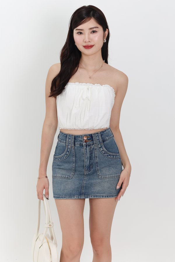 Torie Textured Two Way Top in White