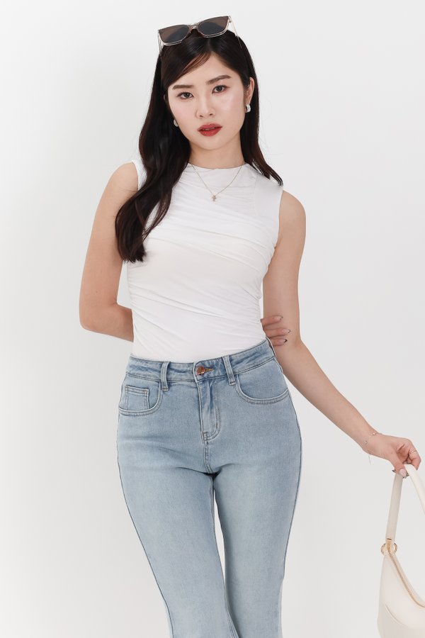 Riri Ruched Padded Top in White