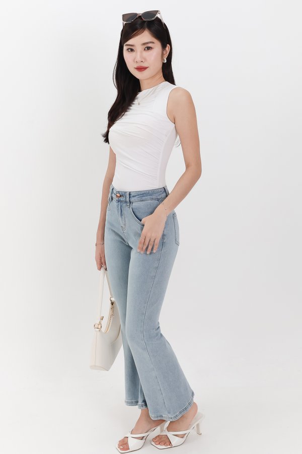 DEFECT | Riri Ruched Padded Top in White in XXS