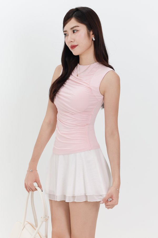 Riri Ruched Padded Top in Light Pink