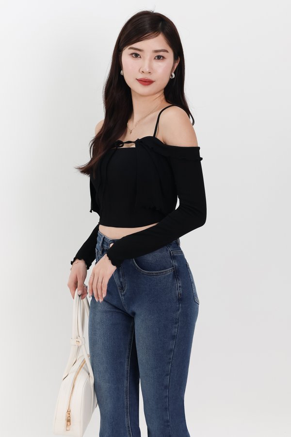 RESTOCKS | Lumi Layered Cardigan Top Set in Black