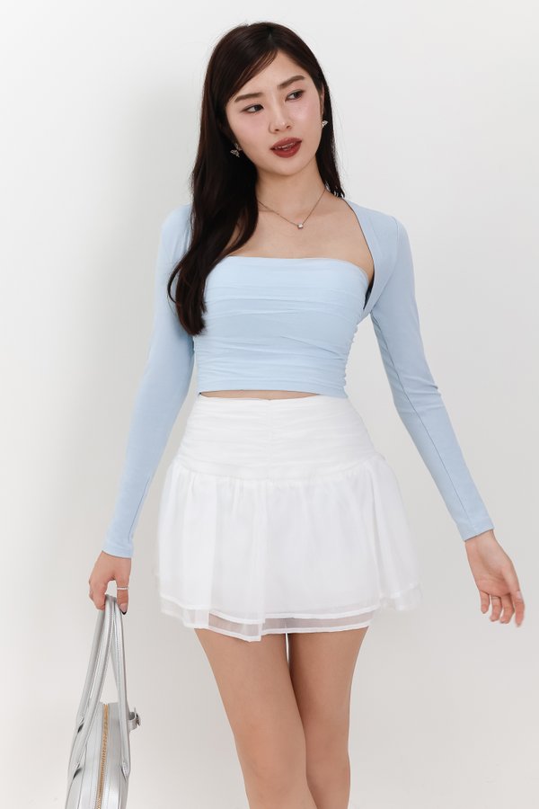 Candy Co-ord Mesh Bolero Tube Set in Light Blue