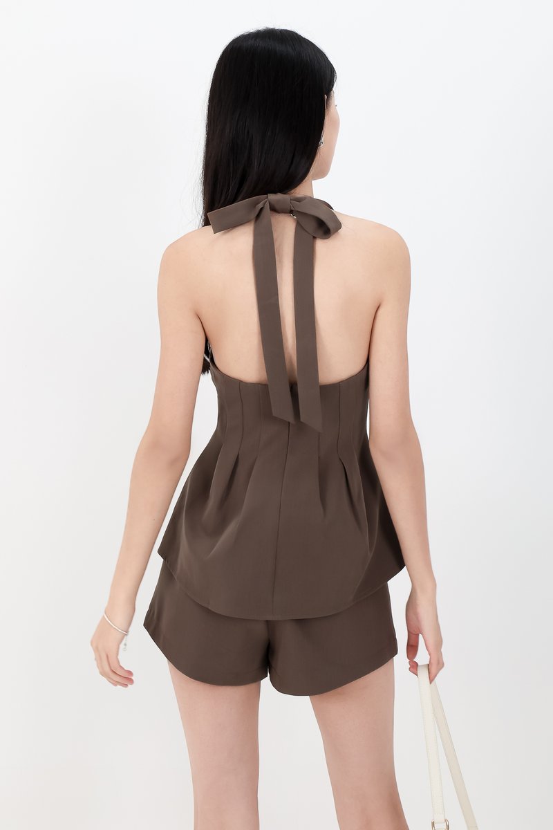 DEFECT | Casa Co-ord Halter Top in Cool Brown in XS