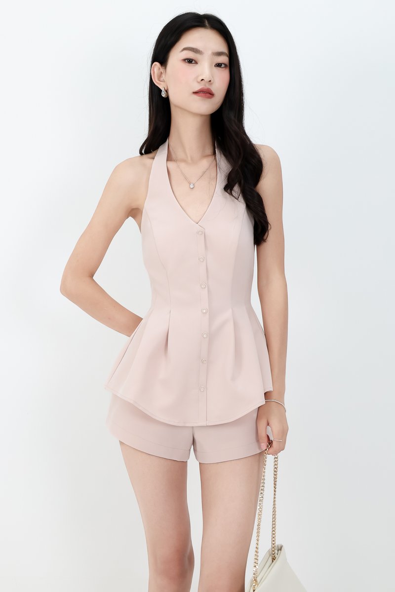 Casa Co-ord Halter Set in Nude Blush