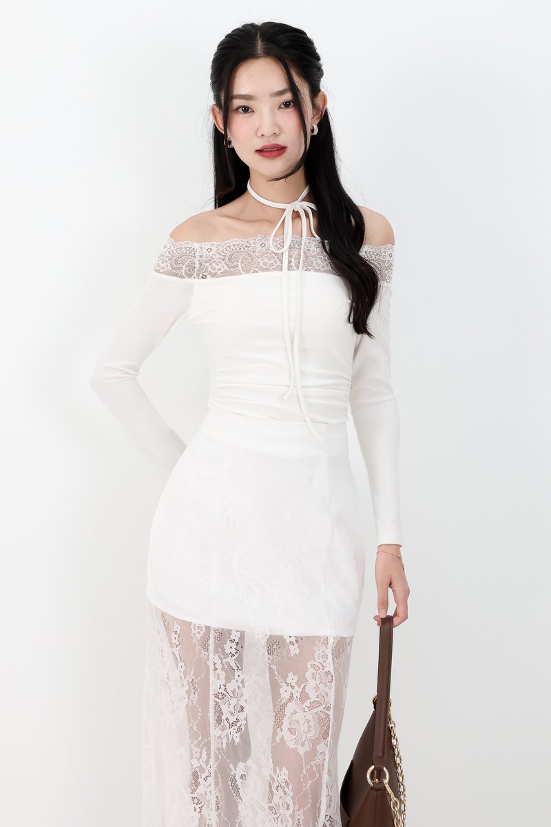 RESTOCKS | Leora Lace Offshoulder Top in White