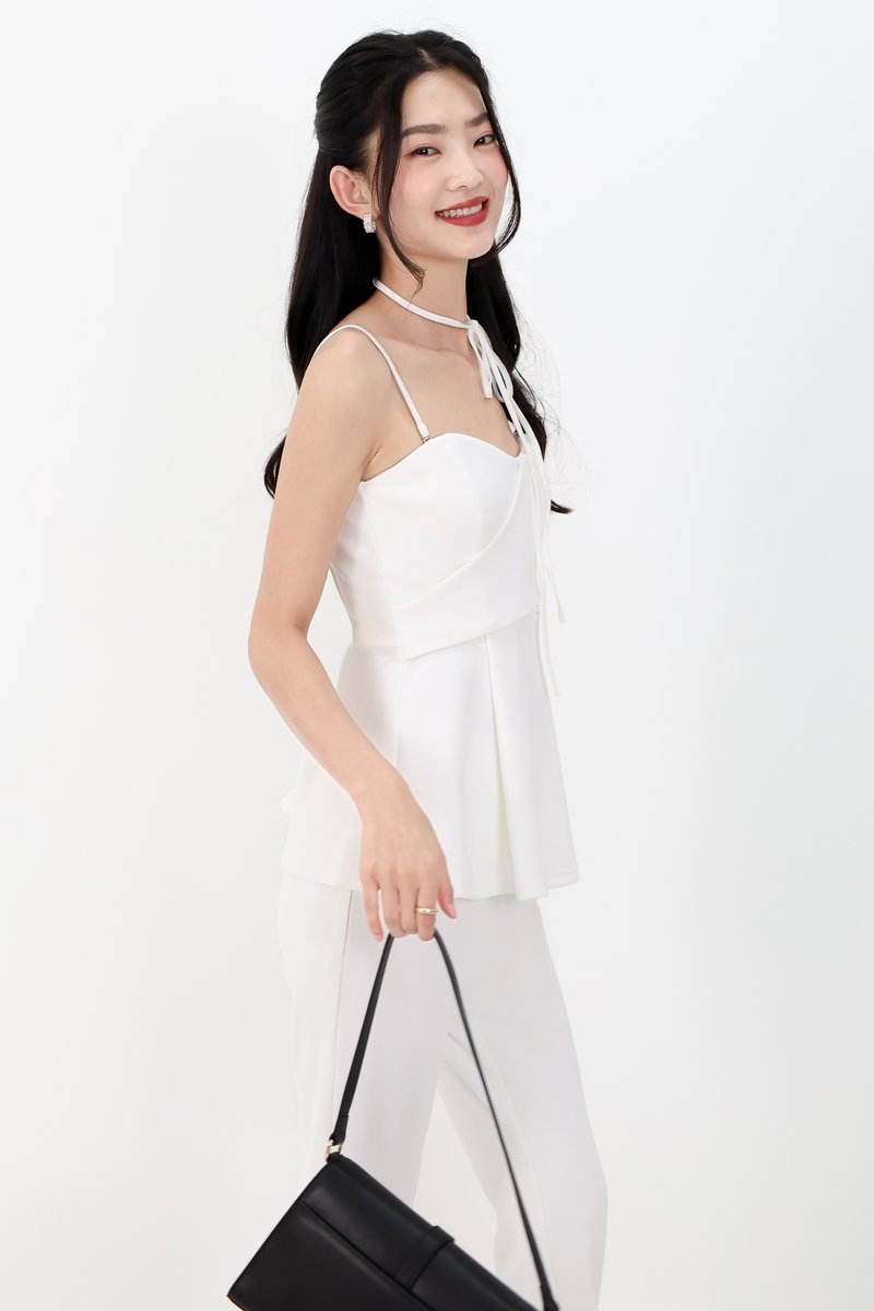 Carmen Co-ord Peplum Top in White