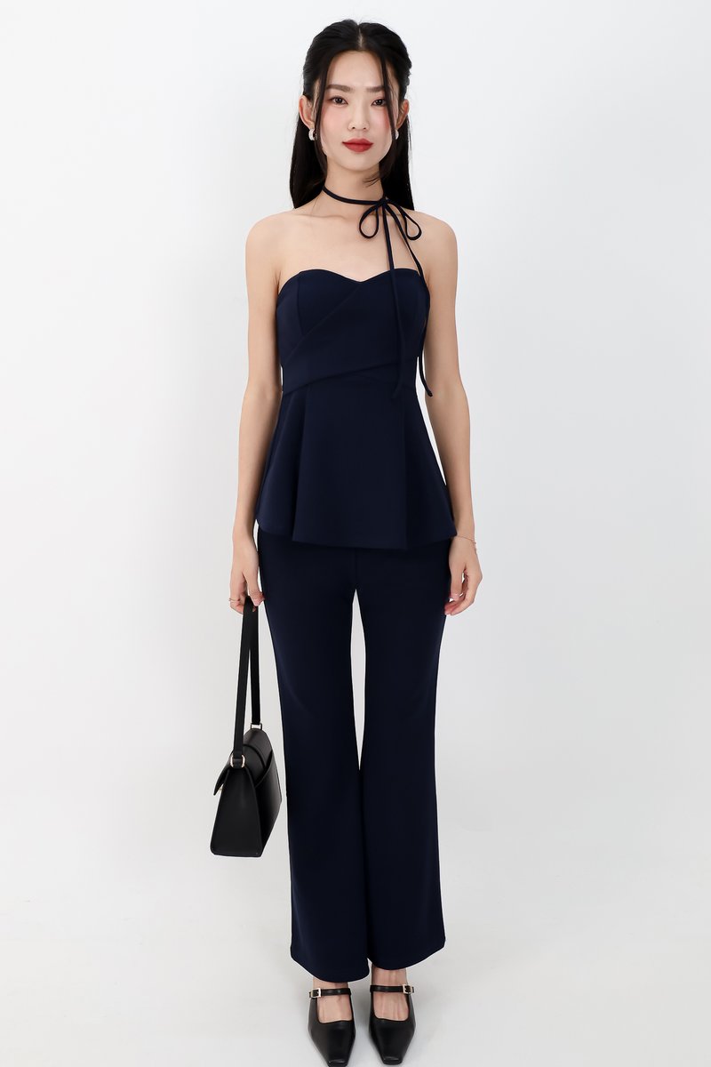 Carmen Co-ord Fit & Flare Pants in Navy