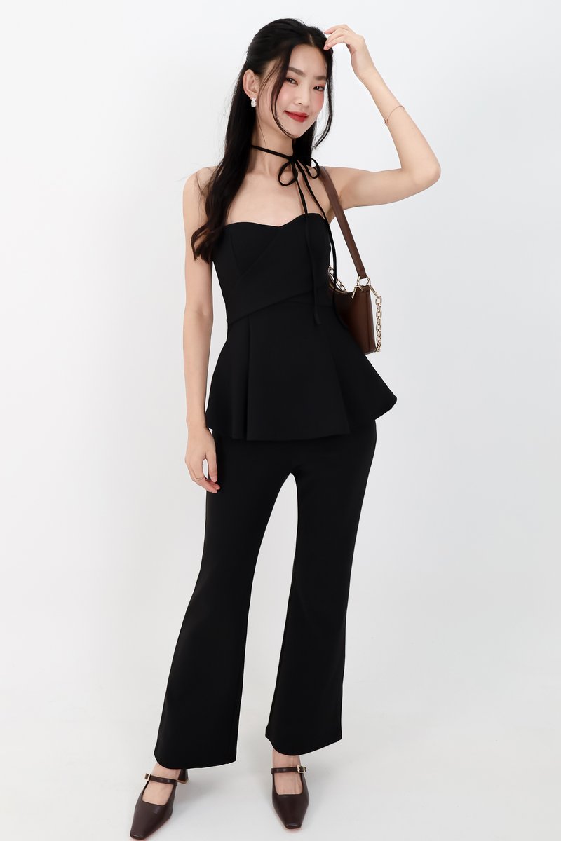 Carmen Co-ord Fit & Flare Pants in Black