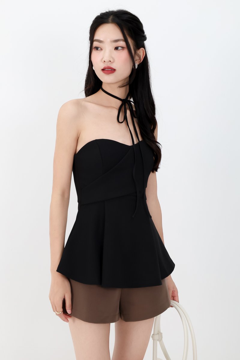 Carmen Co-ord Peplum Top in Black
