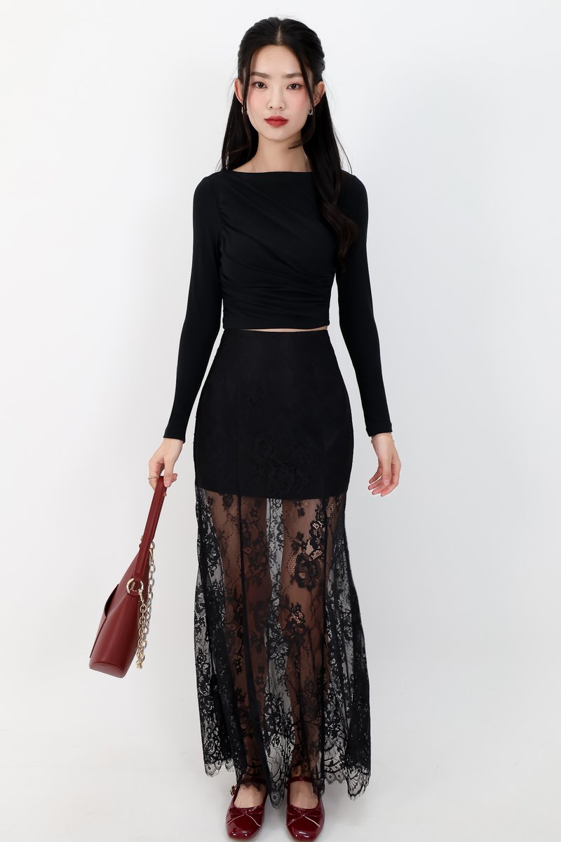 Louisa Lace Skirt in Black