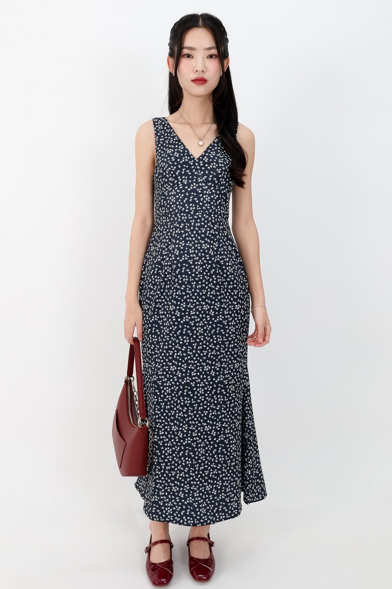 Florence Floral Midaxi Dress in Navy