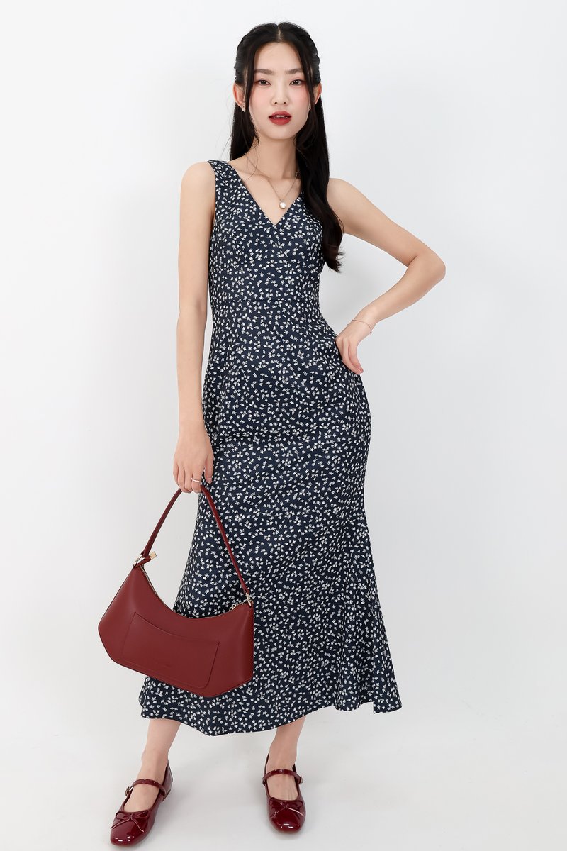 Florence Floral Midaxi Dress in Navy