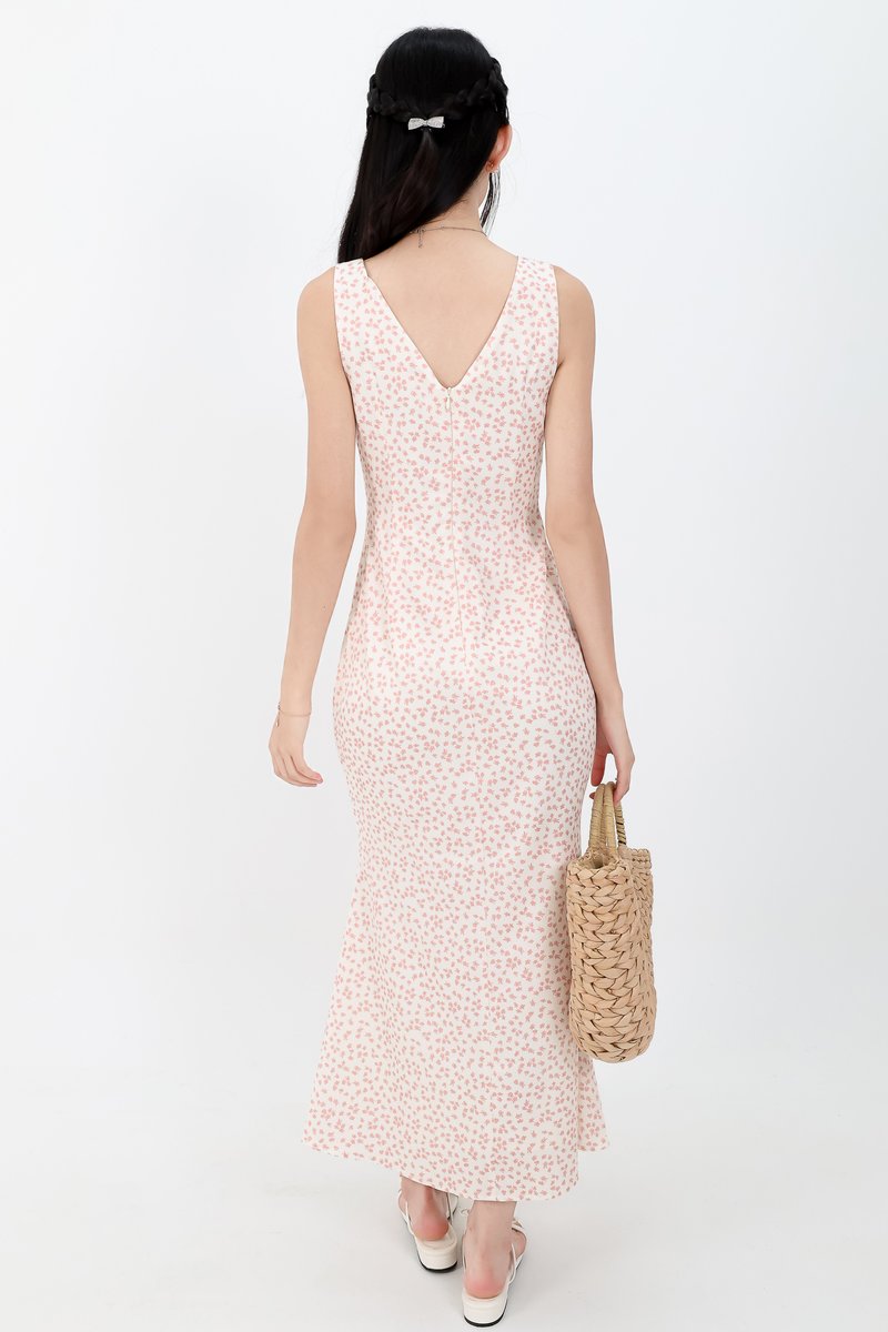 Florence Floral Midaxi Dress in Cream