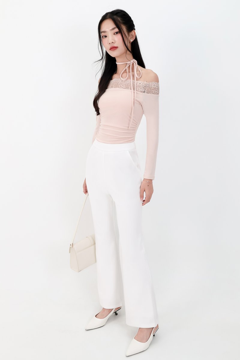 Leora Lace Offshoulder Top in Nude Blush