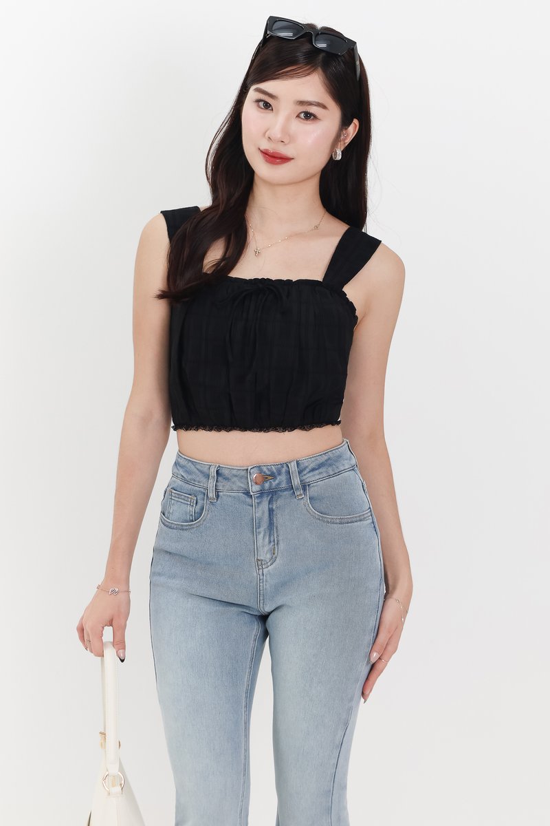 Torie Textured Two Way Top in Black