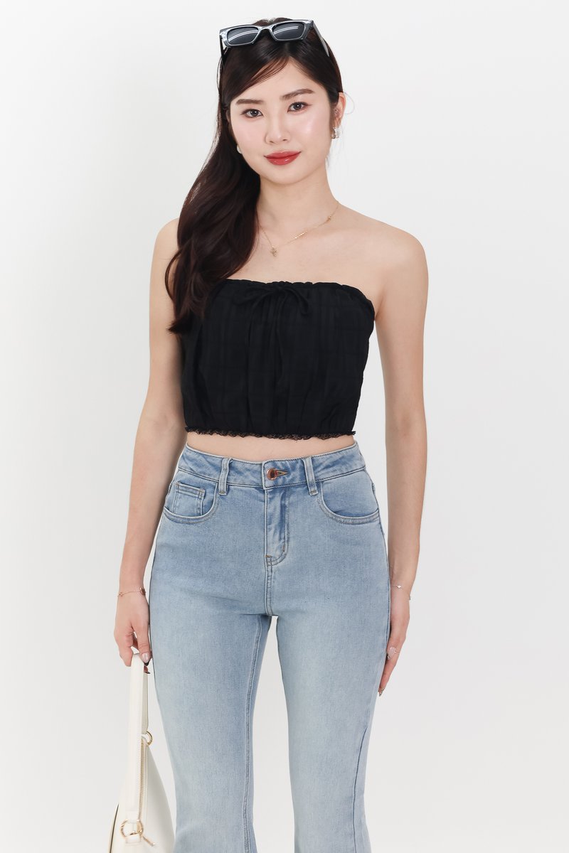 Torie Textured Two Way Top in Black