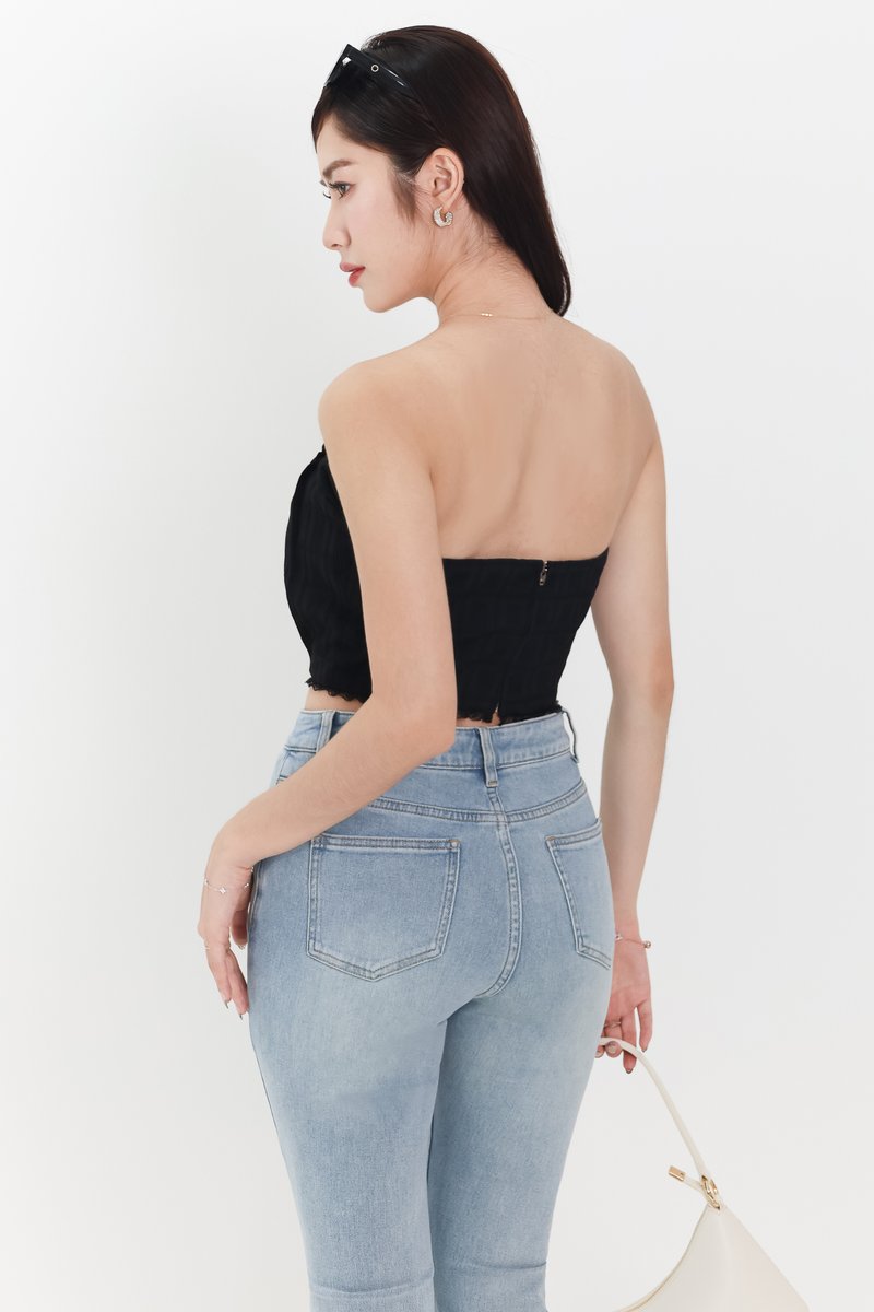 Torie Textured Two Way Top in Black