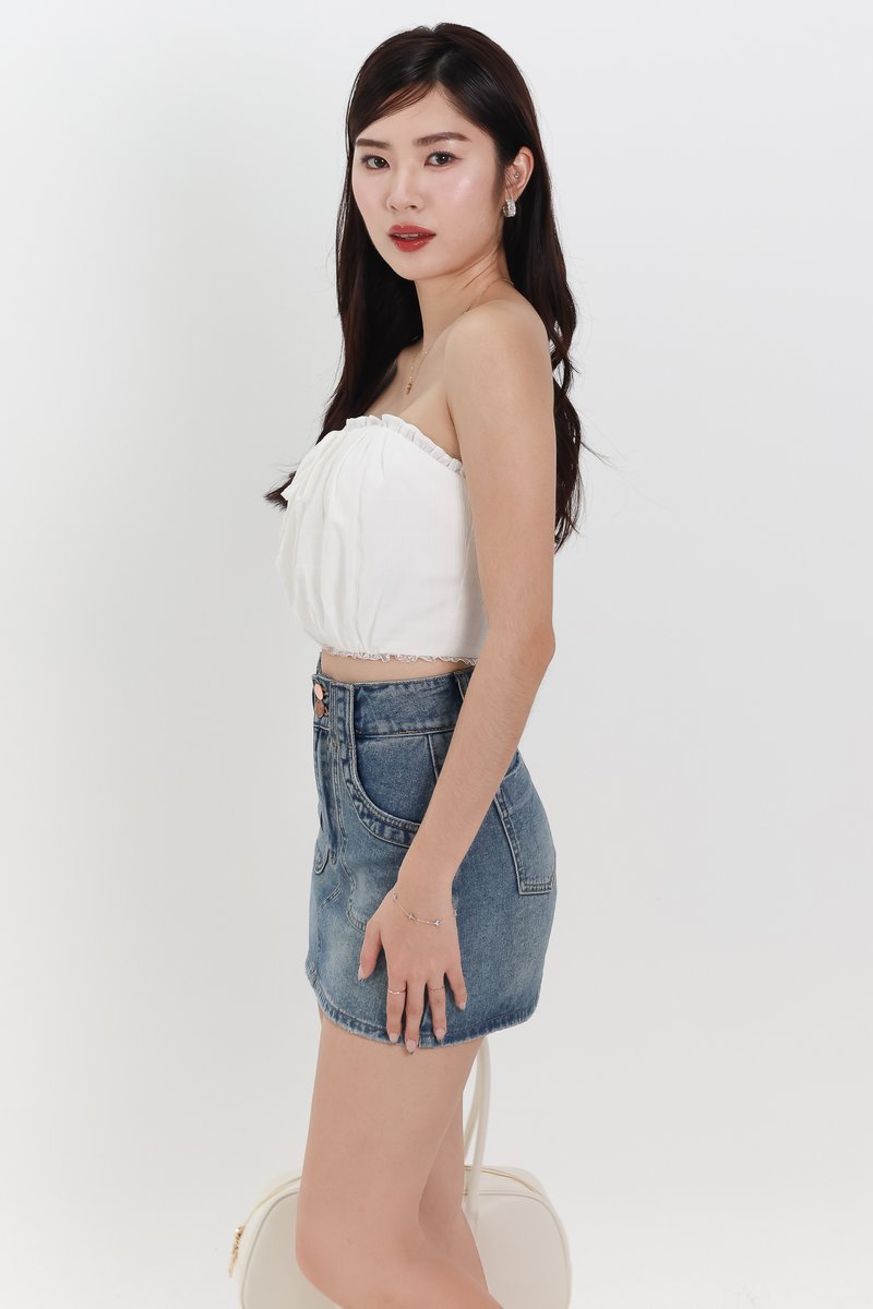 Torie Textured Two Way Top in White