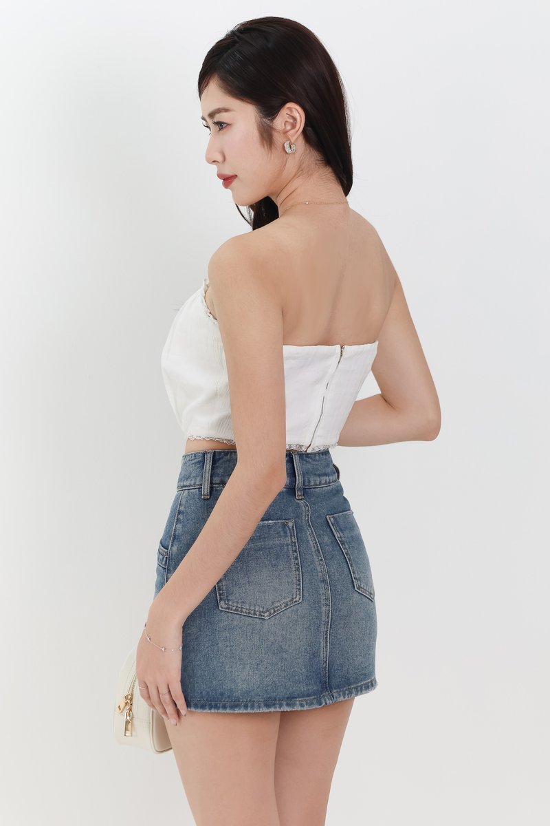 Torie Textured Two Way Top in White