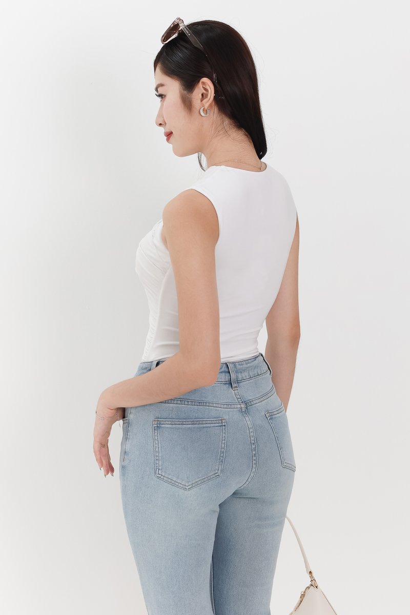 Riri Ruched Padded Top in White