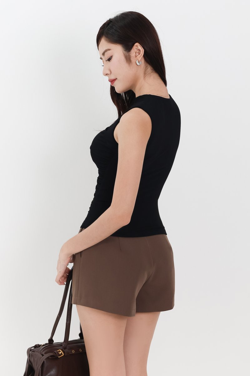 Riri Ruched Padded Top in Black Riri Ruched Padded Top in Black