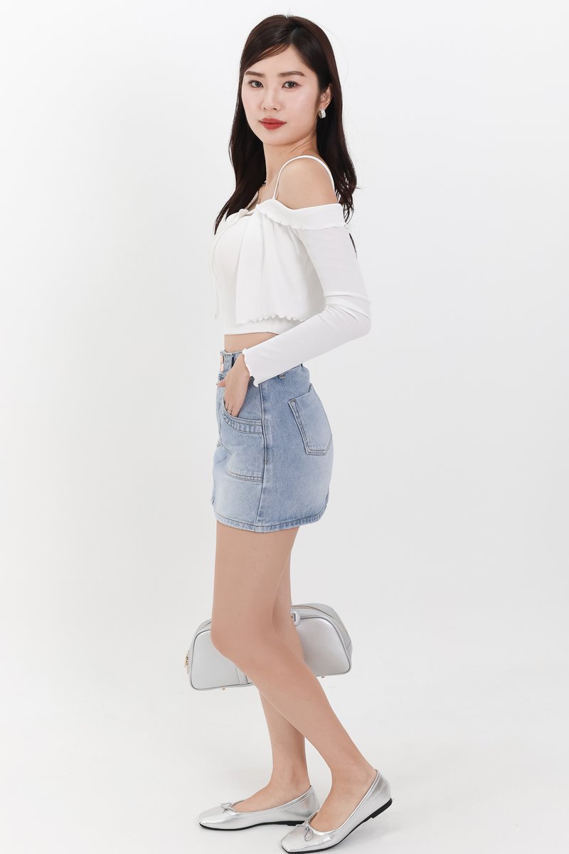 RESTOCKS | Lumi Layered Cardigan Top Set in White RESTOCKS | Lumi Layered Cardigan Top Set in White