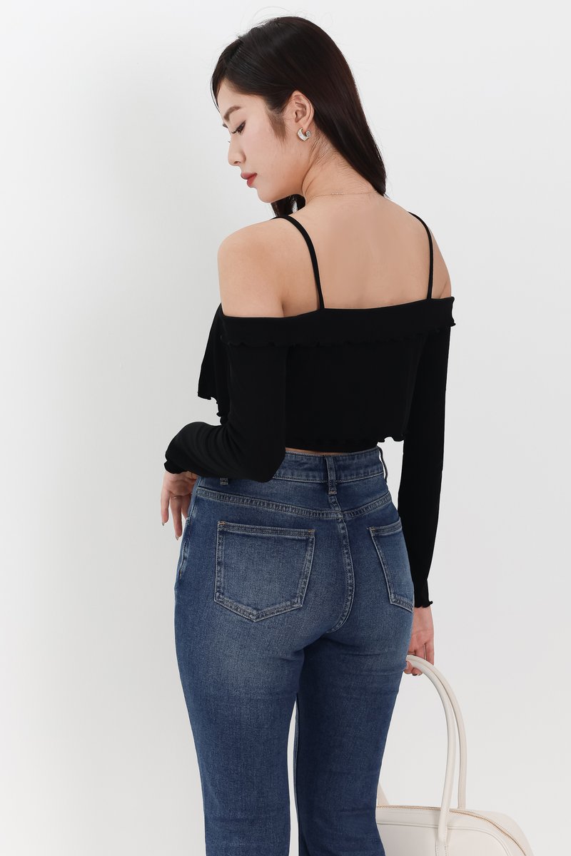 RESTOCKS | Lumi Layered Cardigan Top Set in Black RESTOCKS | Lumi Layered Cardigan Top Set in Black