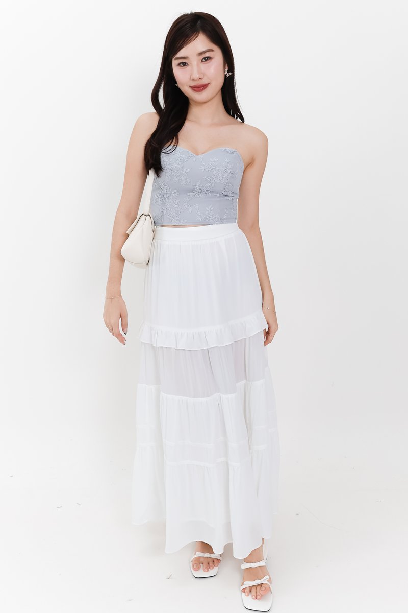 Sherrie Sweetheart Top in Teal Grey Blue