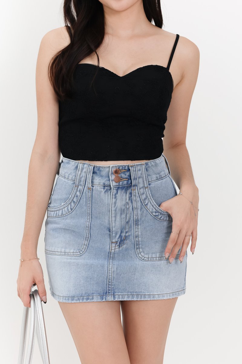Sherrie Sweetheart Top in Black